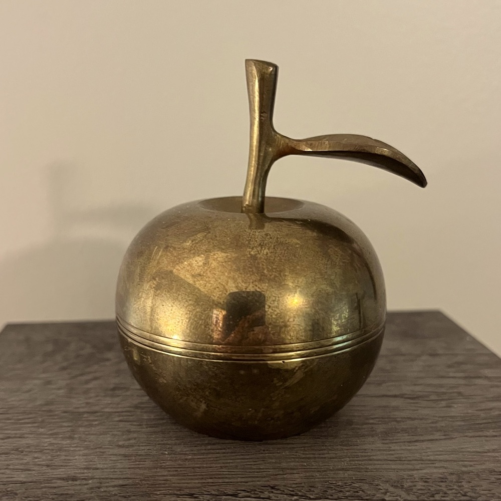 Vintage Collectible Apple-shaped Brass Hand Bell